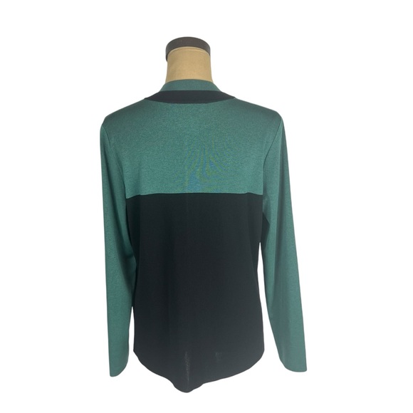 Misook Color Block Women’s Black & Green Cardigan SZ M - Picture 4 of 8